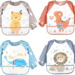 Accmor 5 Pack Long Sleeve Baby Bibs, Waterproof Sleeved Bib, Toddler Baby Bibs for 6-36 Months